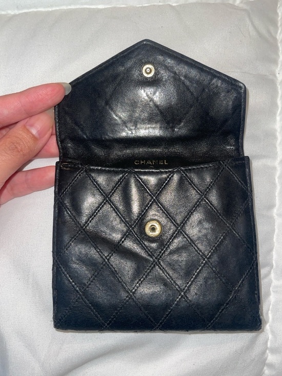 CHANEL Black Quilted Leather Wallet with Gold Chain - Picture 7 of 16